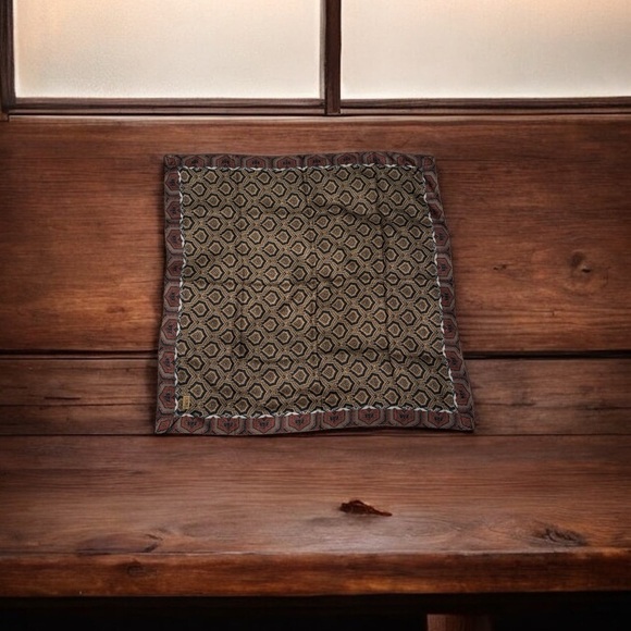 Echo Scarf "Club 7" Black Brown Geometric And Pailsley Print Silk - Picture 11 of 12